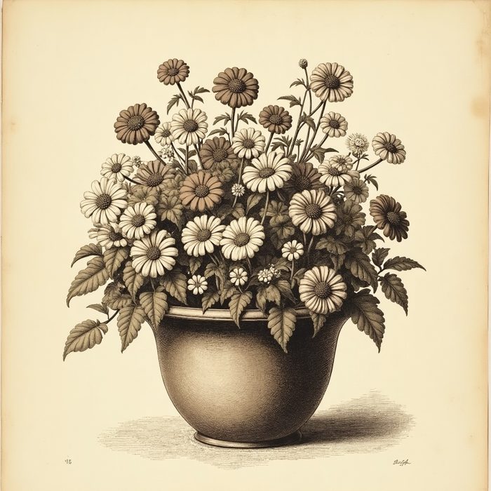 Flowers in a clay pot